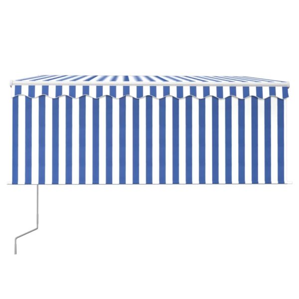 Автоматичен сенник щора LED сензор за вятър 3,5x2,5 м синьо-бял