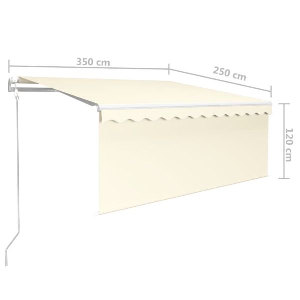 Автоматичен сенник с щора LED сензор за вятър 3,5x2,5 м кремав