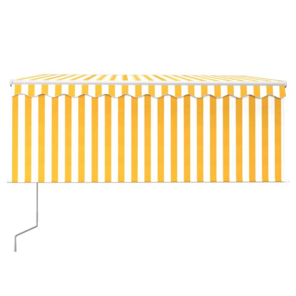 Автоматичен сенник щора LED сензор за вятър 3,5x2,5 м жълто-бял