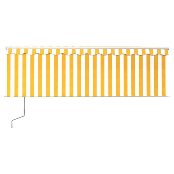 Автоматичен сенник с щора LED и сензор за вятър 4x3 м жълто-бял