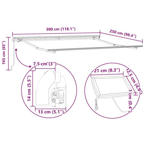 Рамка за сенник Бяло 300 x 250 cm Алуминий