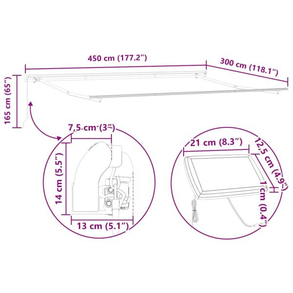 Рамка за сенник Бяло 450 × 300 cm Алуминий