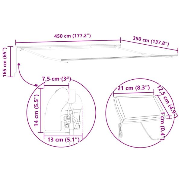 Рамка за сенник Бяло 450 × 350 cm Алуминий