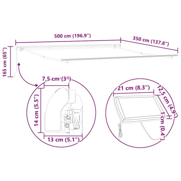 Рамка за сенник Бяло 500 × 350 cm Алуминий