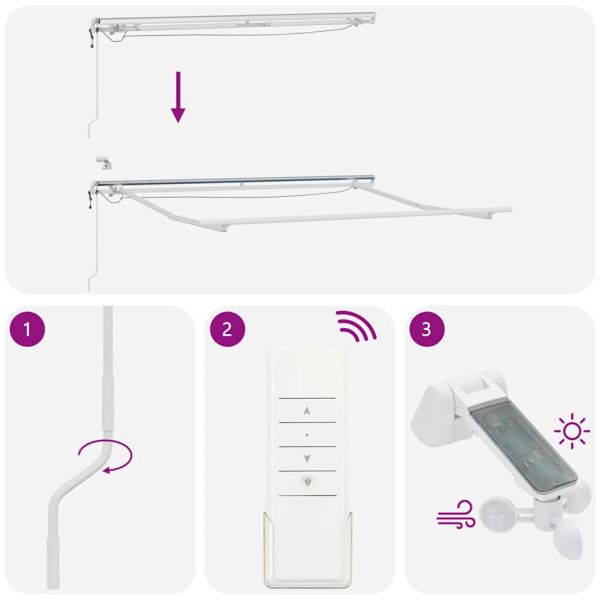 Автоматично прибираща се тента с LED антрацит и бял 300x250 см