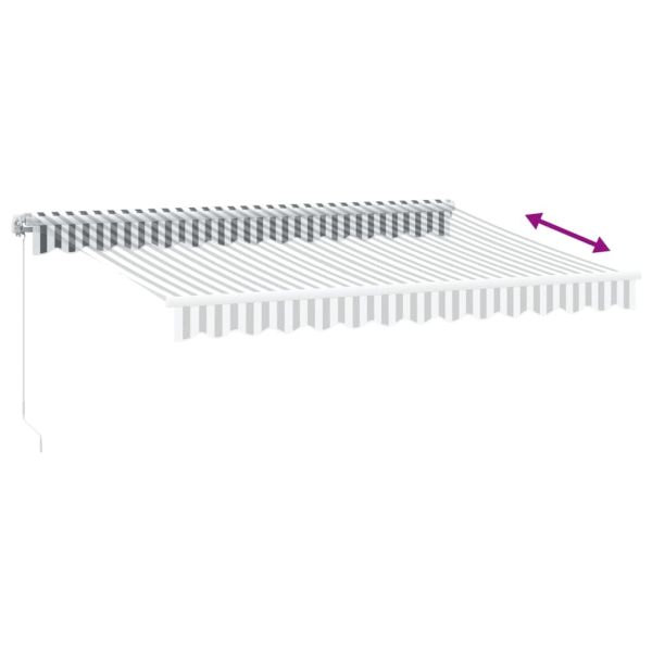 Ръчно прибираща се тента с LED, антрацит и бял, 350x250 см