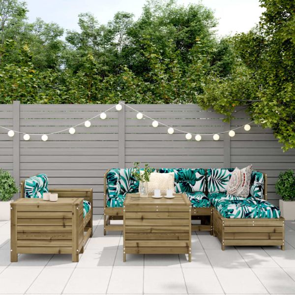 Градински комплект диван от 7 части, импрегниран бор