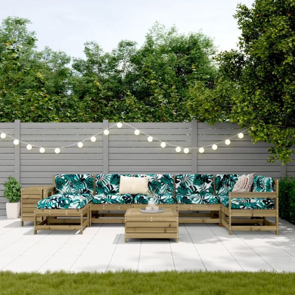 Градински комплект диван от 9 части, импрегниран бор