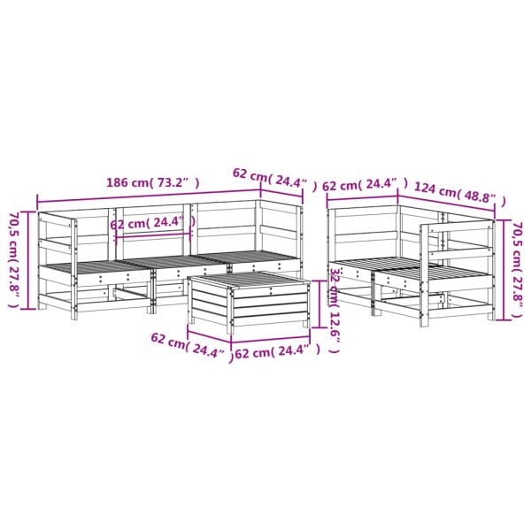 Градински комплект 6 части импрегнирано борово дърво