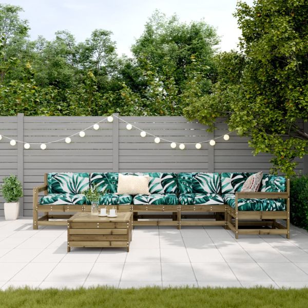 Градински комплект диван от 7 части, импрегниран бор