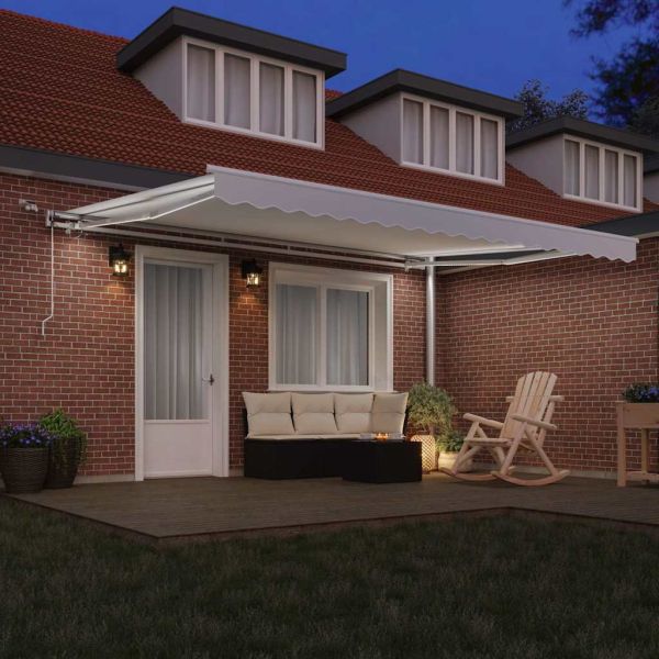 Сгъваем навес Бяло 450 × 300 cm Полиестер и метал