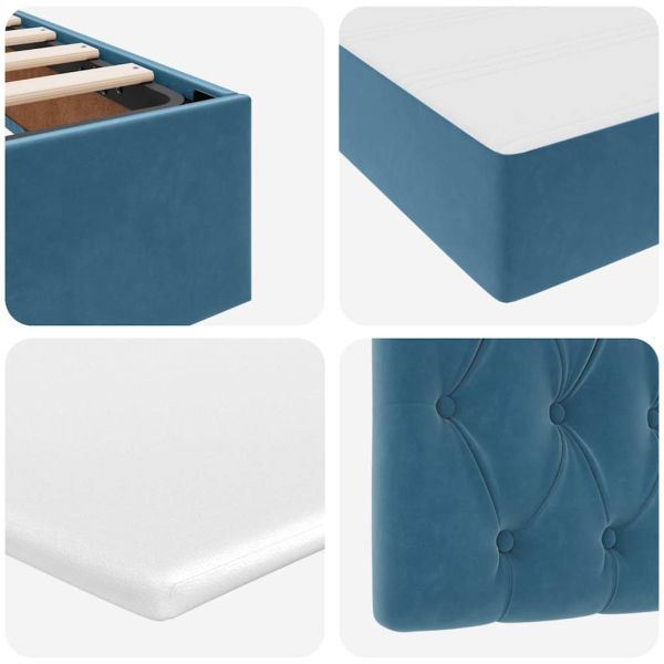 Легло с място за съхранение Тъмен син 100 x 200 cm Кадифе