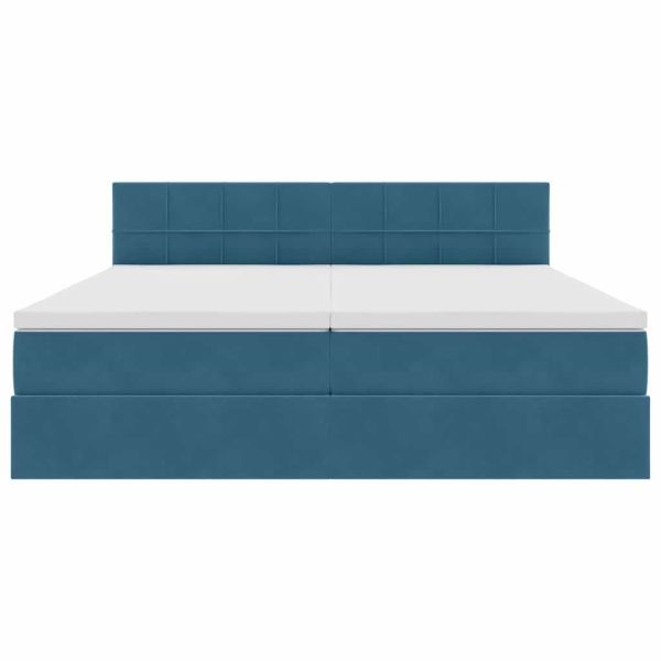 Легло с място за съхранение с матрак Тъмен син 100 x 200 cm