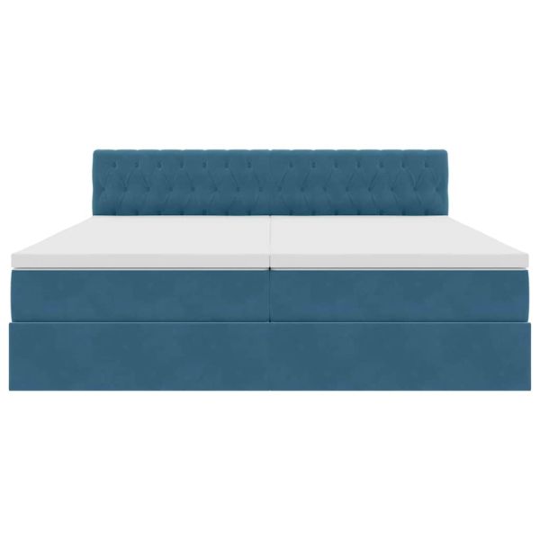 Легло С LED лентисти светлини Тъмен син 200 x 200 cm Кадифе