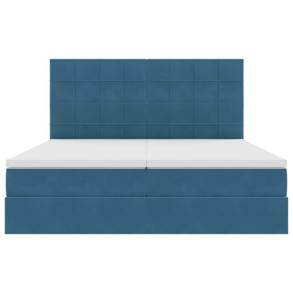 Легло с място за съхранение Тъмен син 200 x 200 cm Кадифе