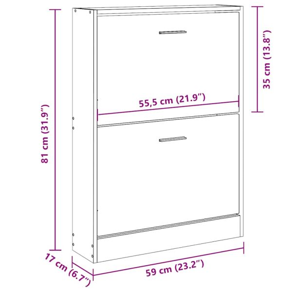 Шкаф за обувки, черен, 59x17x81 см, инженерно дърво