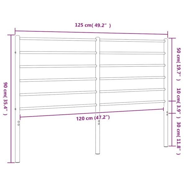 Метална резервна табла за легло, черна, 120 см