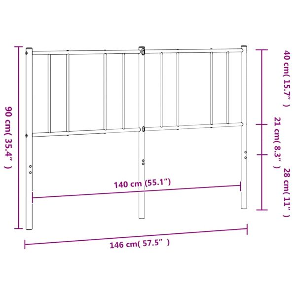 Метална резервна табла за легло, черна, 140 см