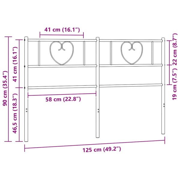 Метална резервна табла за легло, черна, 120 см