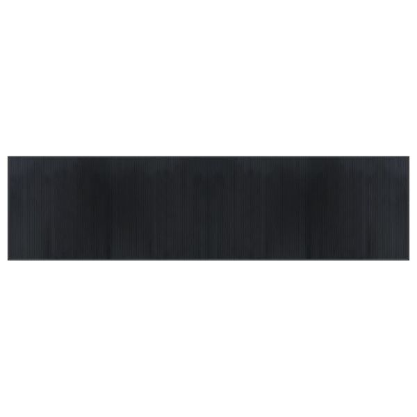 Килим, правоъгълен, черен, 100x400 см, бамбук