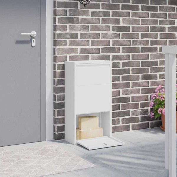 Пощенска кутия за пратки с врата Бяло 44 x 22 x 82 см Стомана