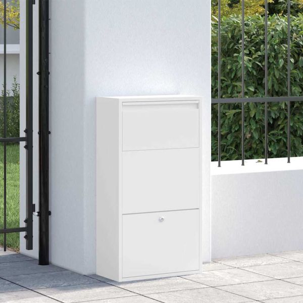 Пощенска кутия за пратки с врата Бяло 44 x 22 x 82 см Стомана