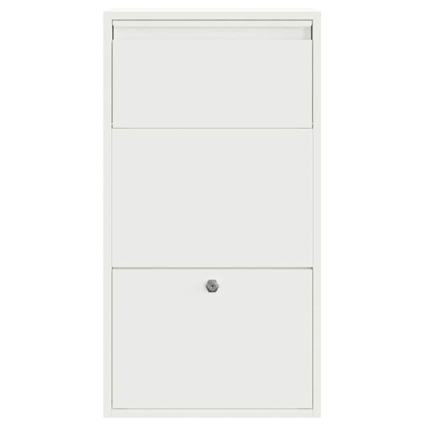 Пощенска кутия за пратки с врата Бяло 44 x 22 x 82 см Стомана