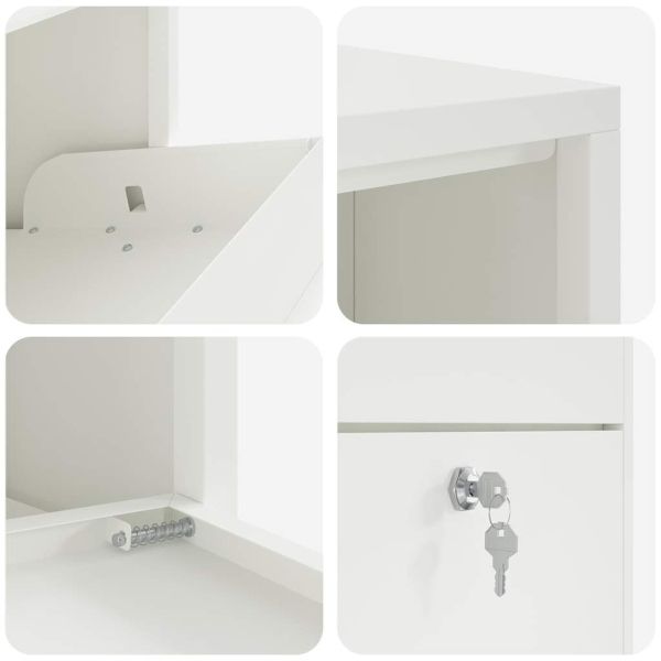 Пощенска кутия за пратки с врата Бяло 44 x 22 x 82 см Стомана