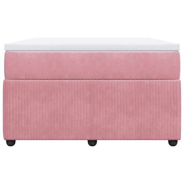 Боксспринг легло с матрак, розово, 120x190 см, кадифе