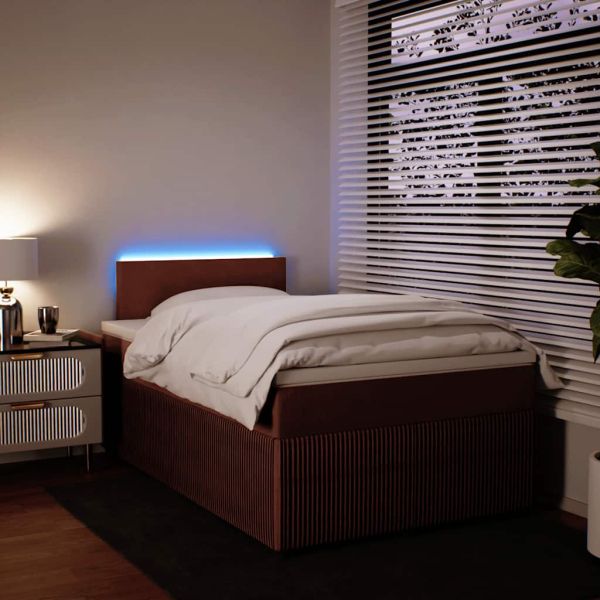 Боксспринг легло с матрак, розово, 120x190 см, кадифе