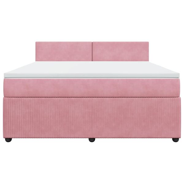 Боксспринг легло с матрак, розово, 180x200 см, кадифе