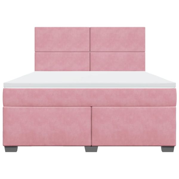 Боксспринг легло с матрак, розово, 180x200 см, кадифе