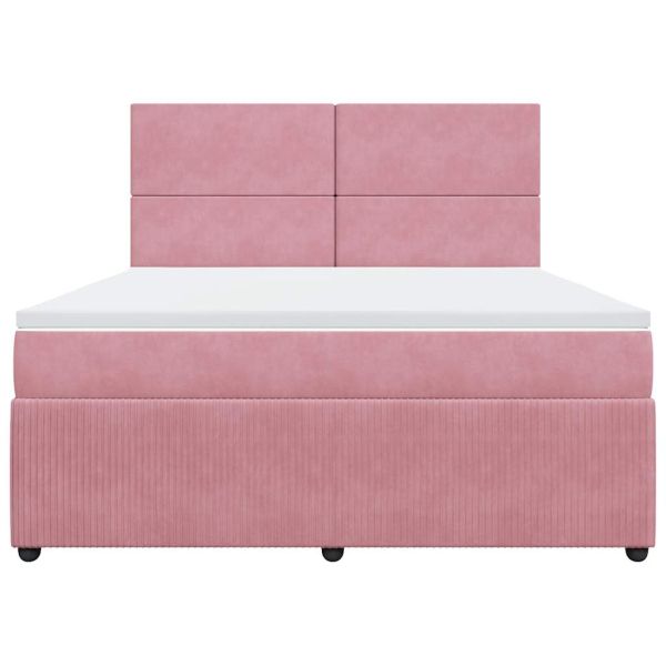 Боксспринг легло с матрак, розово, 180x200 см, кадифе