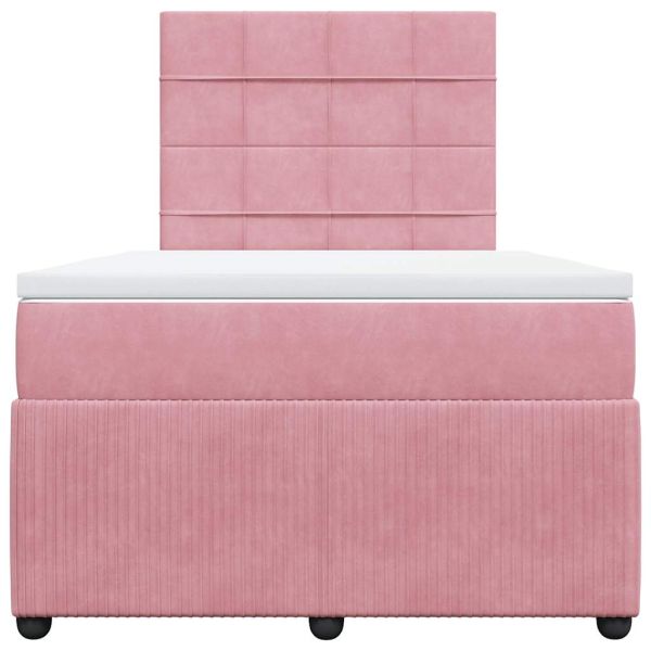 Боксспринг легло с матрак, розово, 120x190 см, кадифе