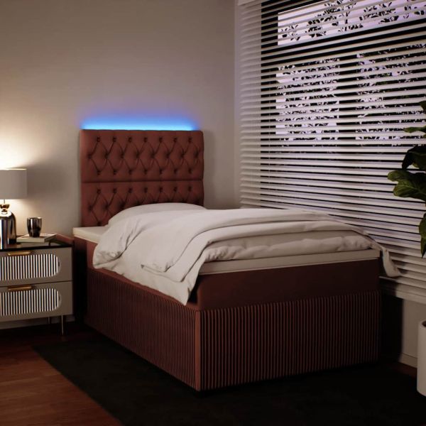 Боксспринг легло с матрак, розово, 120x190 см, кадифе