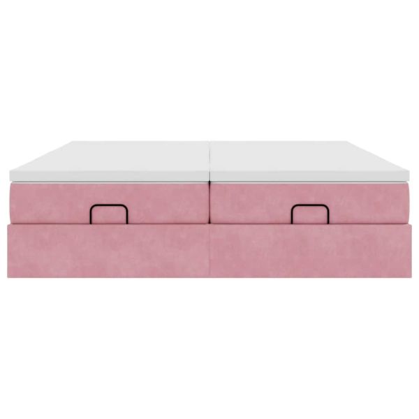 Османска легло с матраци, розово, 160x200 см, кадифе