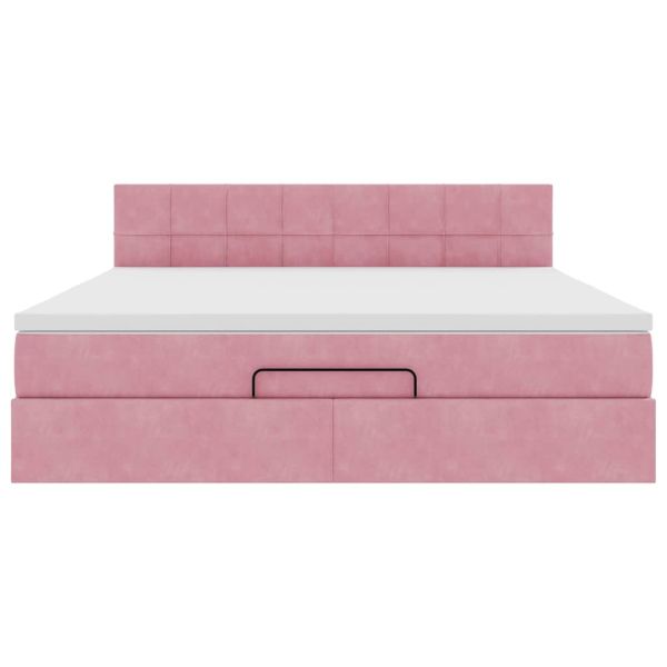 Османска легло с матрак, розово, 180x200 см, кадифе