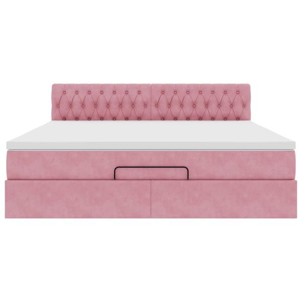Османска легло с матрак, розово, 180x200 см, кадифе