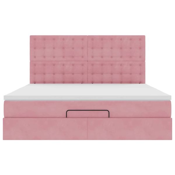 Османска легло с матраци, розово, 180x200 см, кадифе
