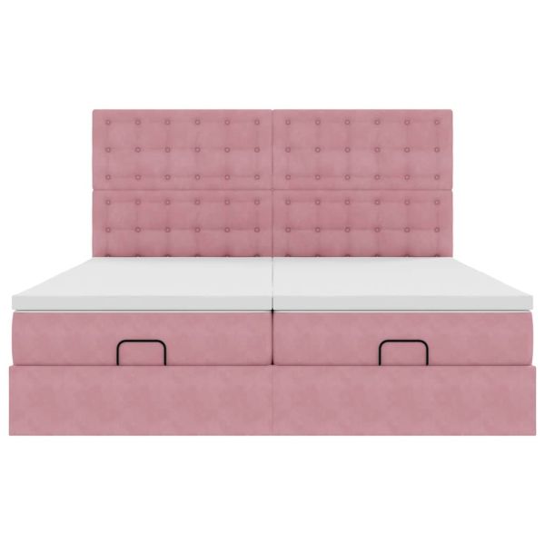 Османска легло с матраци, розово, 180x200 см, кадифе