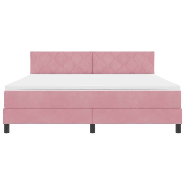 Легло с пружинирана основа с матрак Розово 180 x 200 cm Кадифе