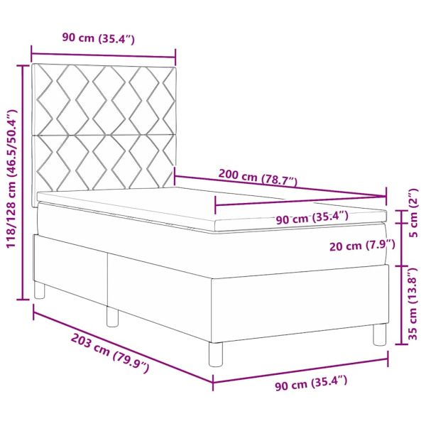 Легло с пружинирана основа с матрак Розово 90 x 200 cm текстил