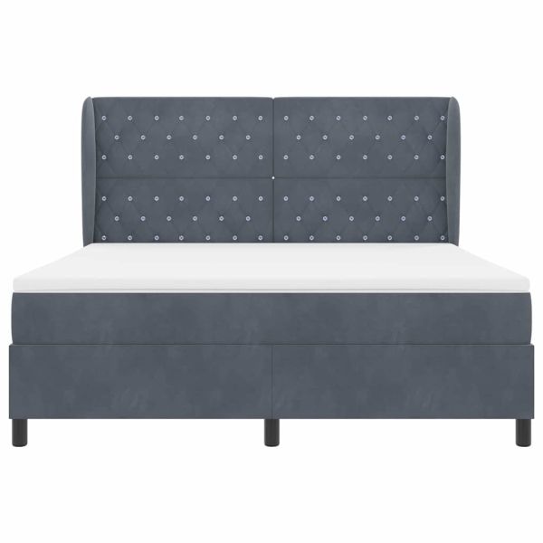 Легло с пружинирана основа Тъмен сив 200 x 180 cm Полиестер