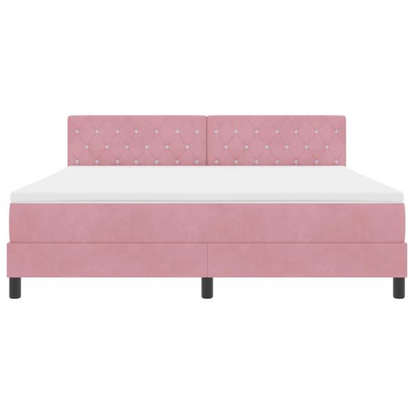 LED кутия за пружини с легло с LED Розово 180 x 200 cm Кадифе