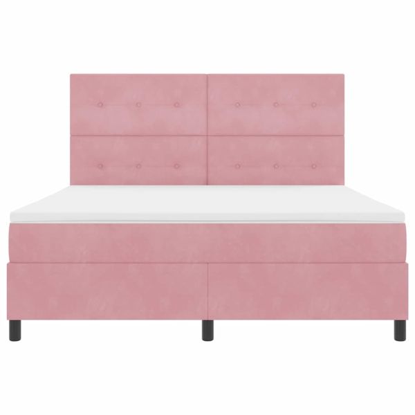 LED кутия за пружини с легло Розово 180 x 200 cm текстил