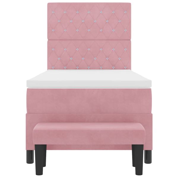 Легло с пружинирана основа с матрак Розово 90 x 200 cm Кадифе