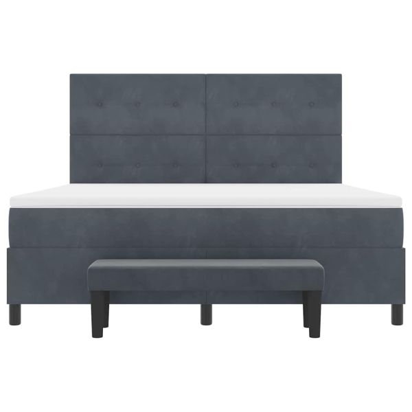 Легло с пружинирана основа Тъмносив 180 x 200 cm Кадифе