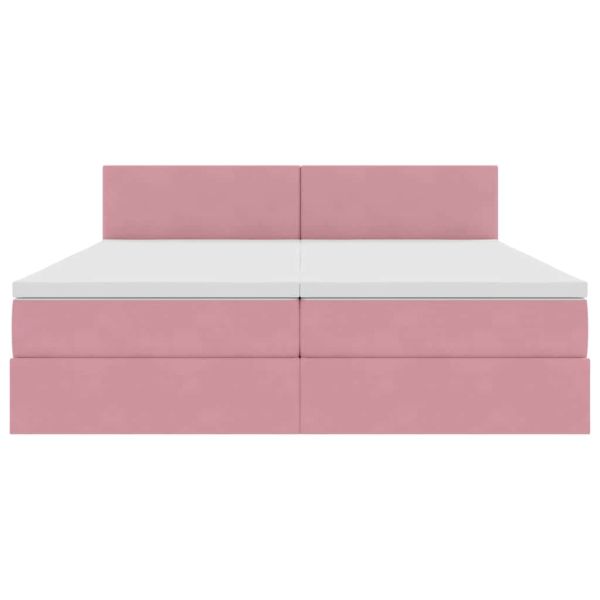 Легло С LED лентисти светлини Розово 180 x 200 cm Кадифе