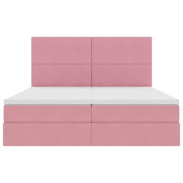 Легло С LED лентисти светлини Розово 180 x 200 cm Кадифе