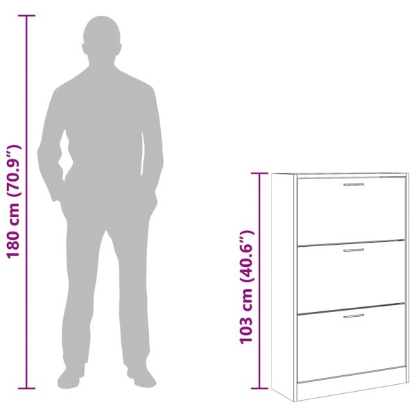 Шкаф за обувки, бял, 63x24x103 см, инженерно дърво